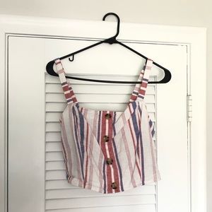 Express Striped Crop Top Size Medium - White, Blue & Red.